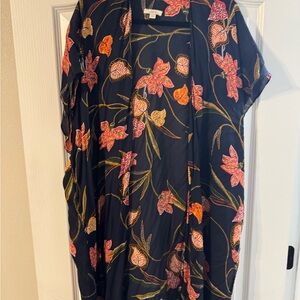 Floral Kimono with Pink and Orange Accents